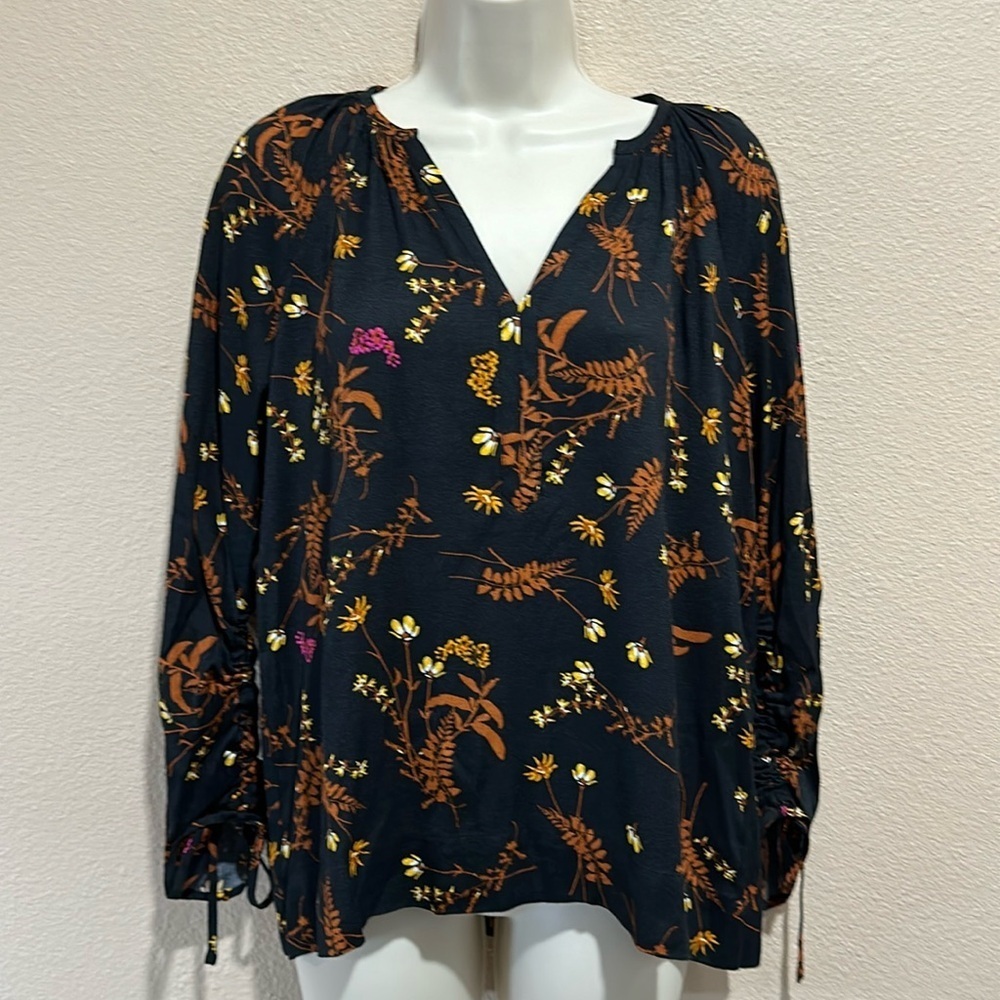 POINT SUR (J. CREW) Split-Neck Fall Blouse, Size M, EUC
